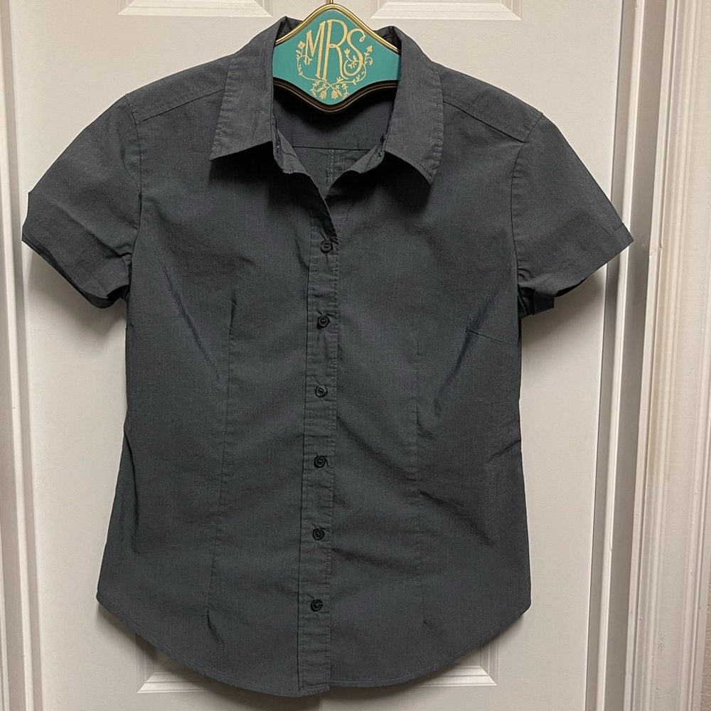New York & Company Gray Button Down Top